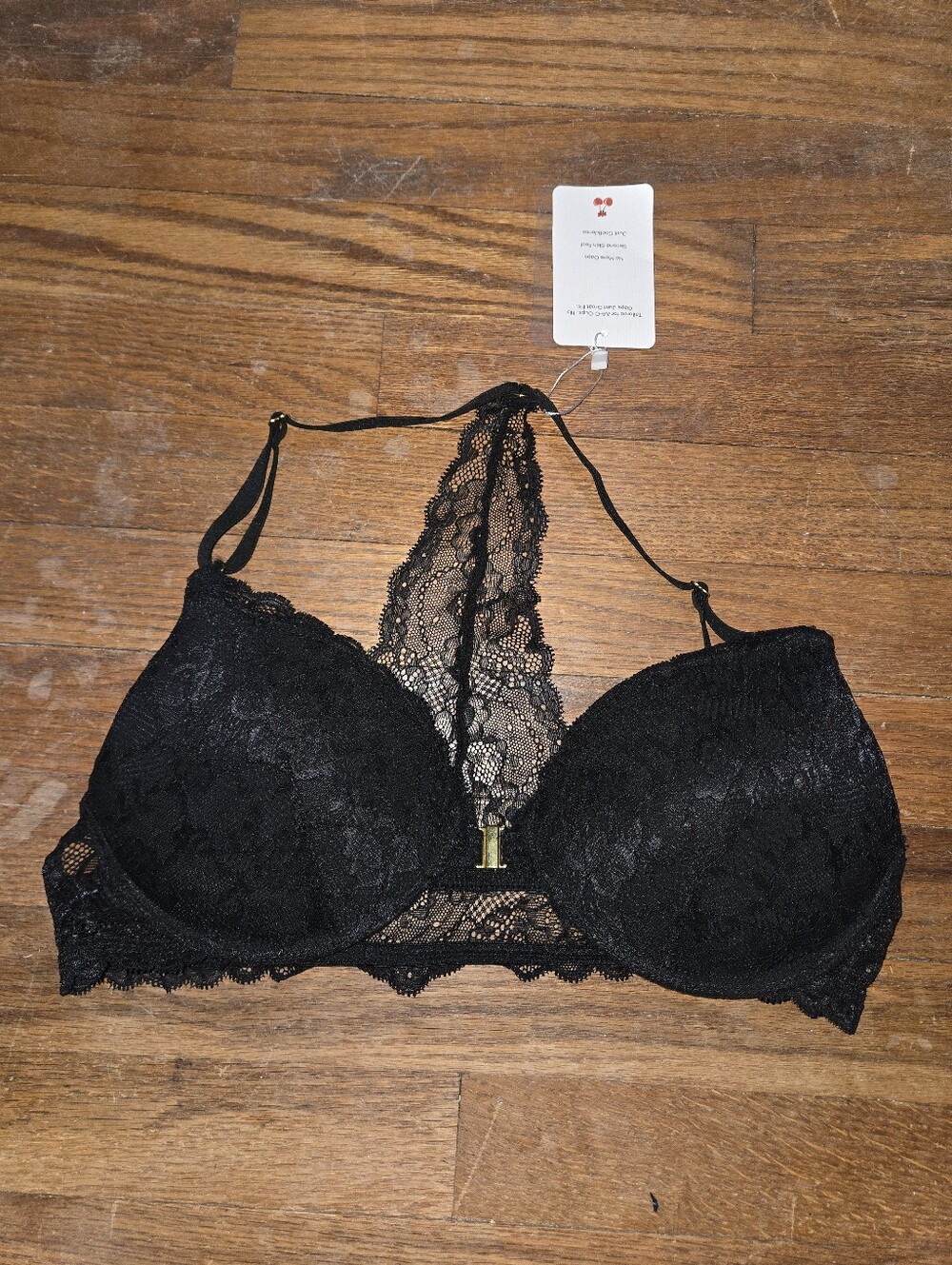 Cherries brand Weekend charm black raxerback pushup 36c bra NWT